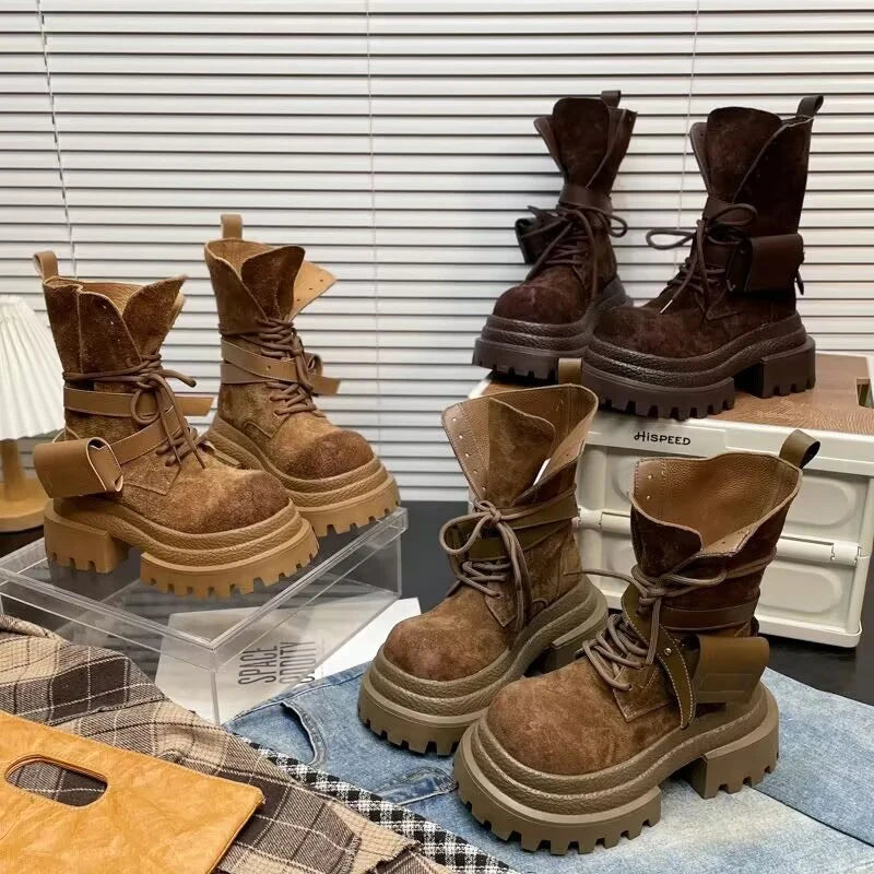 Flats Platform Women Ankle Boots Sport Lace Up Shoes Winter Snow Boots 2025 Trend Walking Running Shoes New Mujer Chelsea Boots