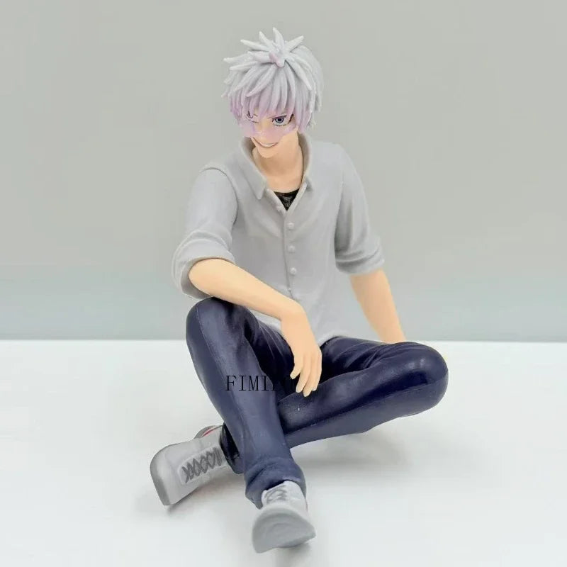 Satoru Gojo Statue Jujutsu Kaisen Figure Geto Suguru Sitting Posture Action Figures Prison Realm Anime Model Pvc Ornament Toys