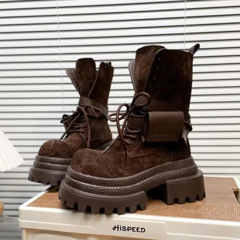 Flats Platform Women Ankle Boots Sport Lace Up Shoes Winter Snow Boots 2025 Trend Walking Running Shoes New Mujer Chelsea Boots