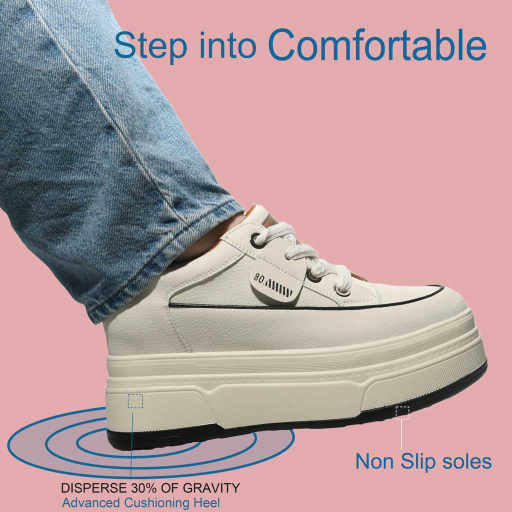 Fujin 9cm Cow Suede Genuine Leather Women Vulcanized Shoes Platform Wedge Skate Boarding High Brand Heels Casual Summer Shoes