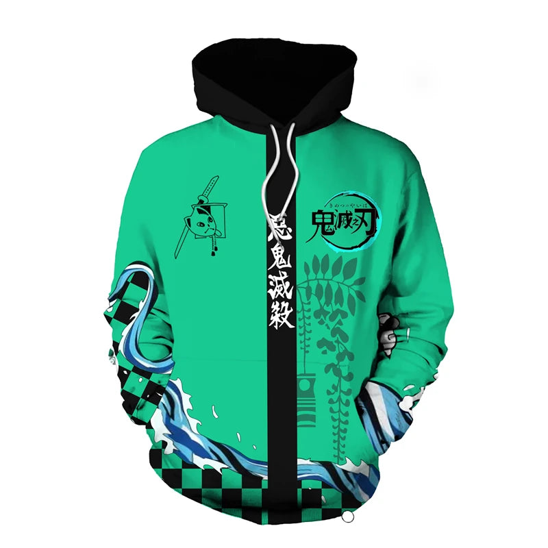 Anime Demon Slayer Kimetsu No Yaiba 3D Hoodie Sweatshirts Demon Slayer Agatsuma Zenitsu Tomioka Giyuu Cosplay Men Coat Outfit