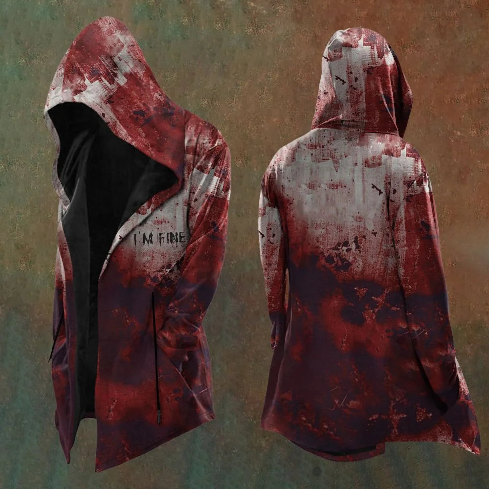 2025 New Arrival: Men's Spring/Fall Abstract Cosmic Retro Print 3D Digital Print Oversized Hooded Trench Coat