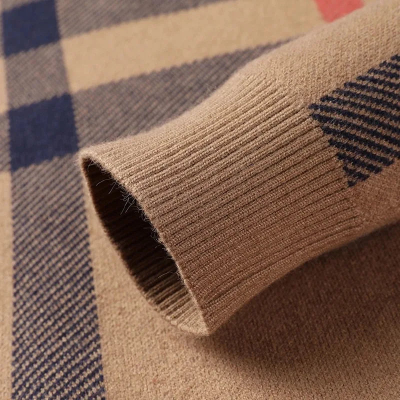 High end luxury pullover men autumn winter designer brand round neck striped wool sweater European fashion casual warm knitwear