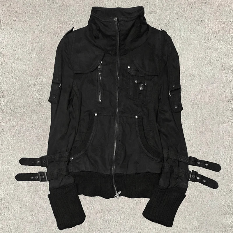 Goth Hoodies Y2k Clothing 2000s Vintage Women Punk Zipper Winter Hooded Korean Streetwear Harajuku Sweatshirts Girl Sweet Hoody