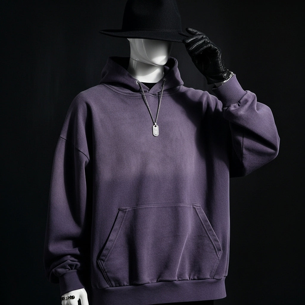 Mens Heavyweight Cotton Hoodie Oversized Streetwear Spring Autumn Garment Dyed Washed Ombre Pullover High Quality Sweatshirt