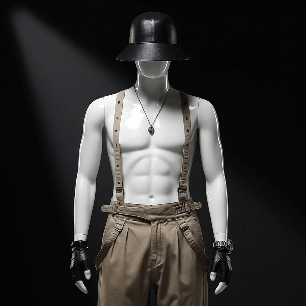 Maden Vintage Khaki Gurkha Pants Adjustable High Waist Casual Cargo Work Pants Classic Straight Trousers Men's Spring and Fall